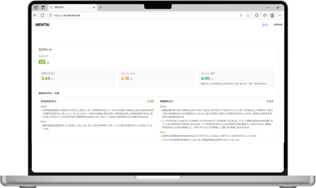 MENTAIスコアシート